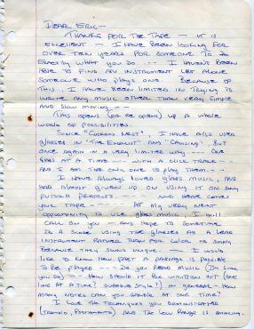 Jack Nitzsche's letter to Eric Harry