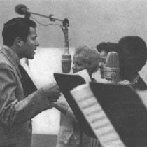 Marty Cooper and chorus in the studio