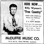 The Robeson - Billy Wyman's Free Country album advert
